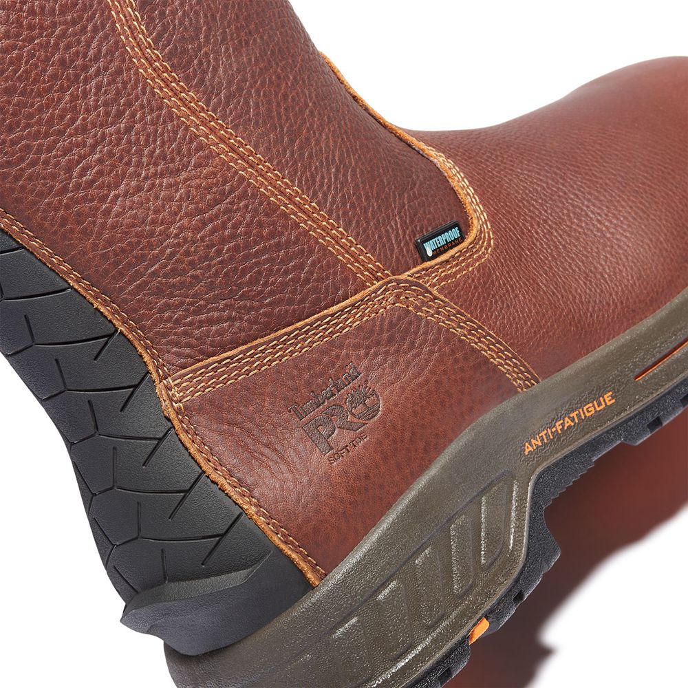 Timberland Μποτακια Εργασίας Ανδρικα Καφε - Pro® Helix Hd Soft Toe Pull-On - Greece 2743901-UW